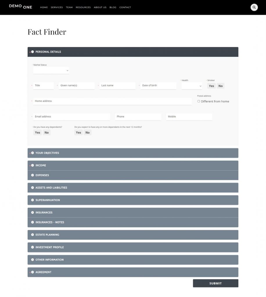 Online Fact Finder direct on your website